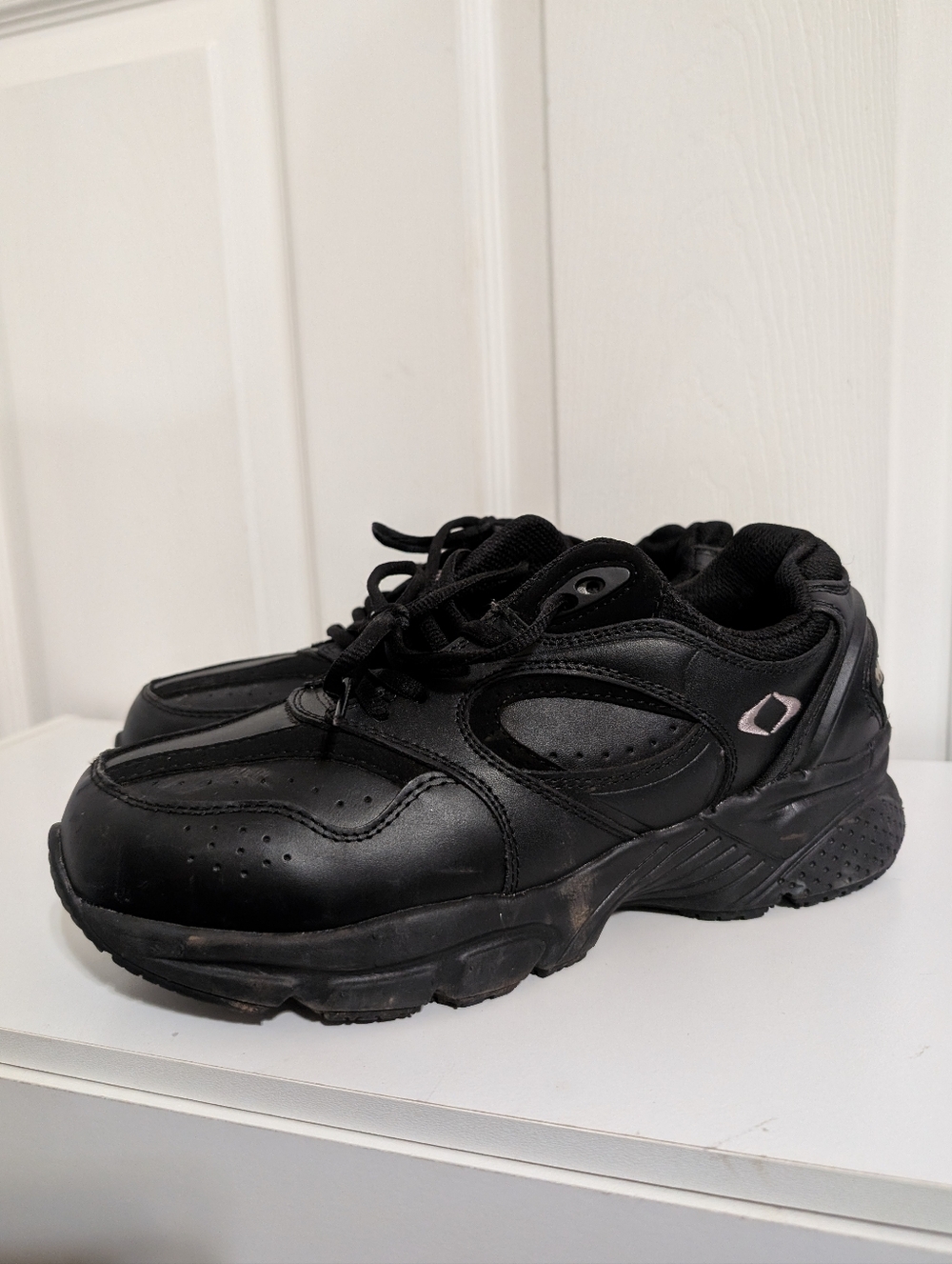 Apex Mens Shoes Black Leather Walking X801 Comfort Size 9 X-Wide